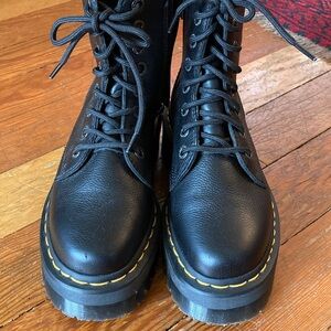 Dr. Martens Black Leather Combat Boots Jadon lll side zipper Docs new lace up